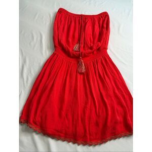 Koy Resort Miami Bandeau Tassel Tie Red Strapless Mini Dress Size Small S/P New